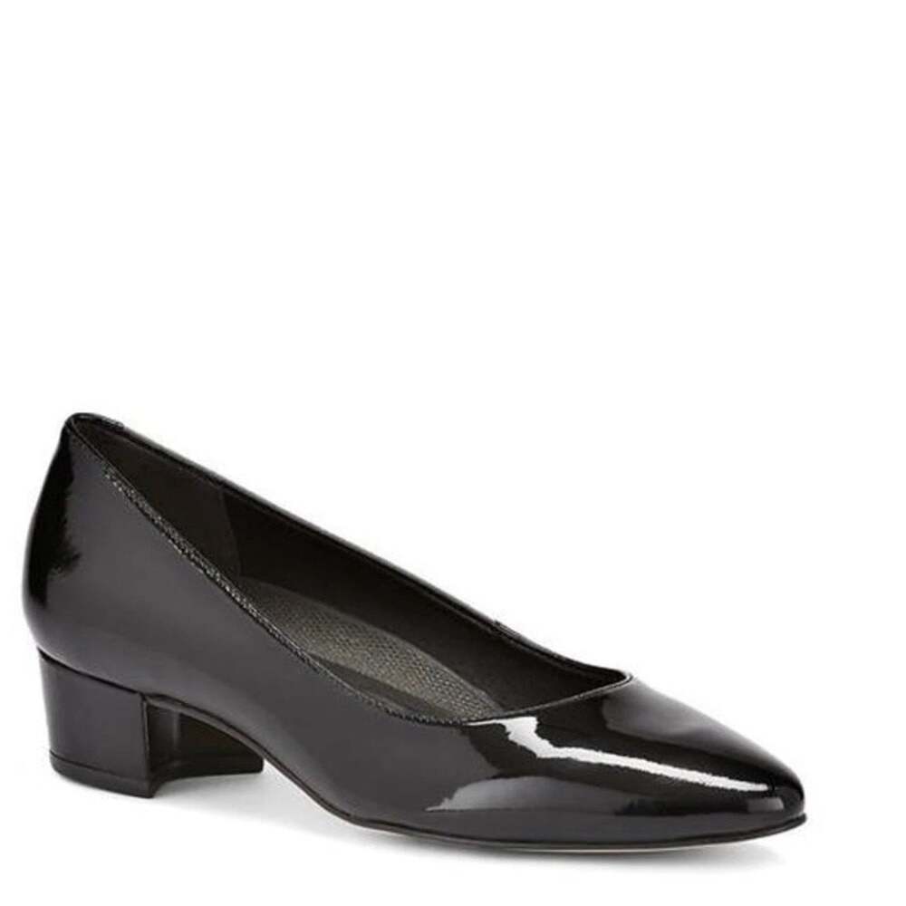 Walking Cradles Women's Black Patent Leather Heidi Block Heel Pumps Size 8W